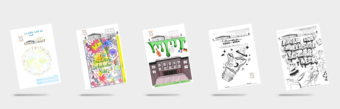 Übersicht der Cover Schuljahr 2023/24, jeweils für zwei Klassenstufen
