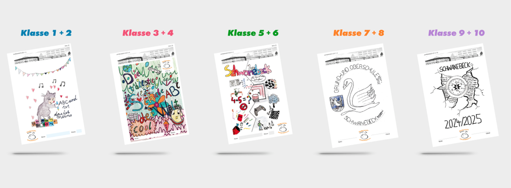 Übersicht der Cover Schuljahr 2024/25, jeweils für zwei Klassenstufen