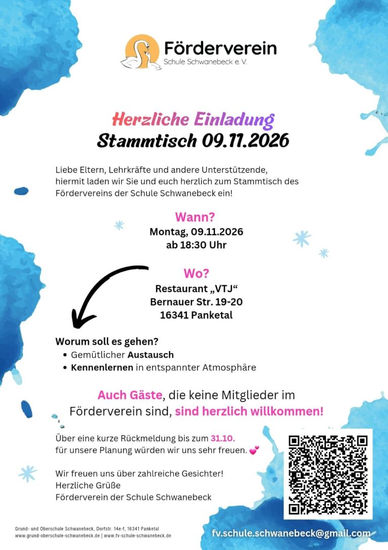 Einladung zum Stammtisch am 14.09.2026 im Restaurant Buona Fortuna, Panketal